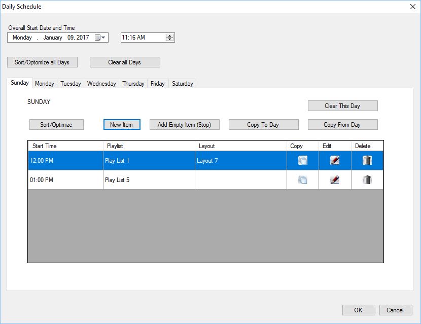 Daily Schedule Editor